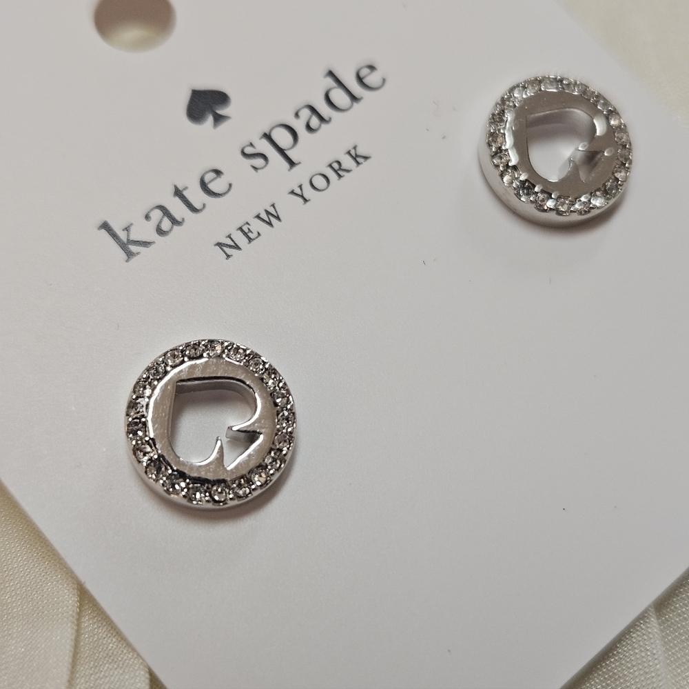 NWT Kate Spade ♠️ Silver 'Spot The Spade' Stud Earrings - Picture 2 of 5